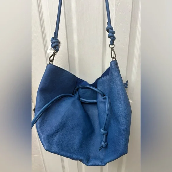 Free People Head Over Heels Tote in Blue Leather NWT - Picture 11 of 11